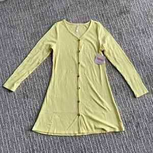 Fabkids Ribbed Yellow Button Down Dress